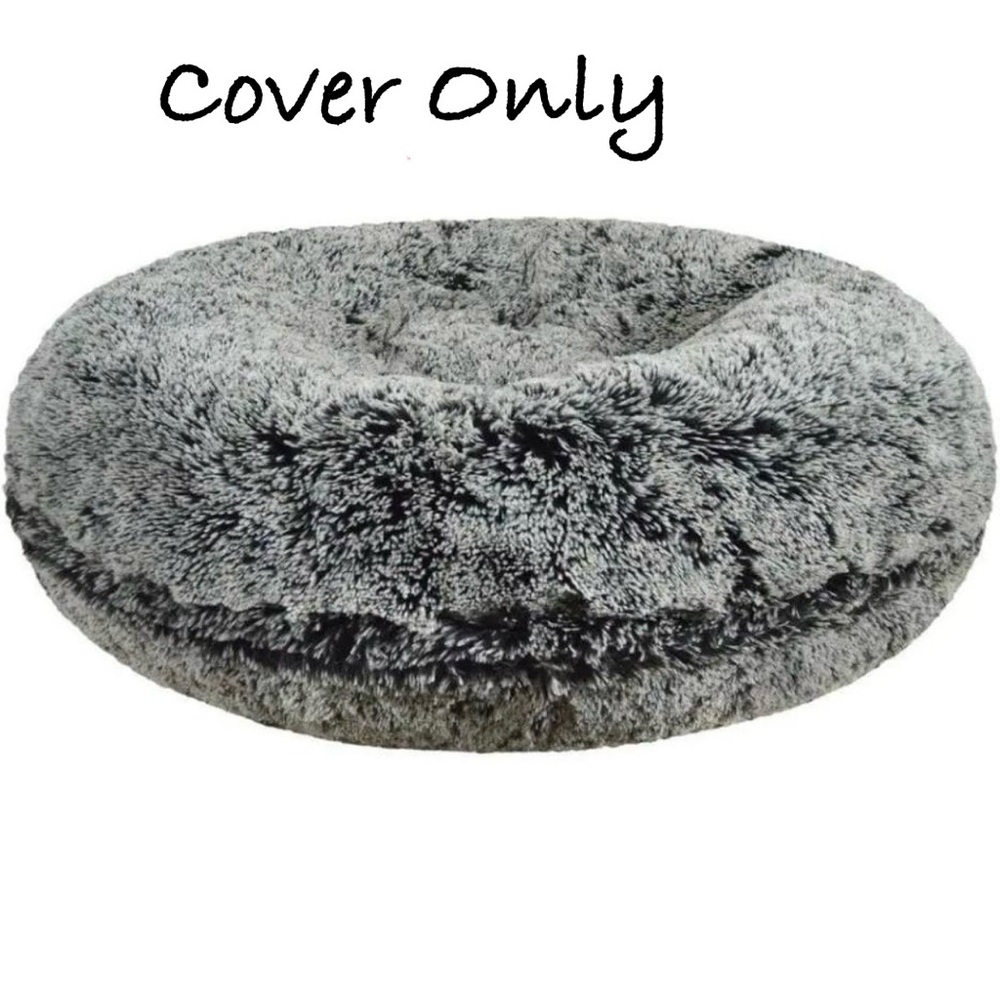 Bessie and Barnie Signature Bagel Dog Bed Cover Midnight Frost Shag Small 30”